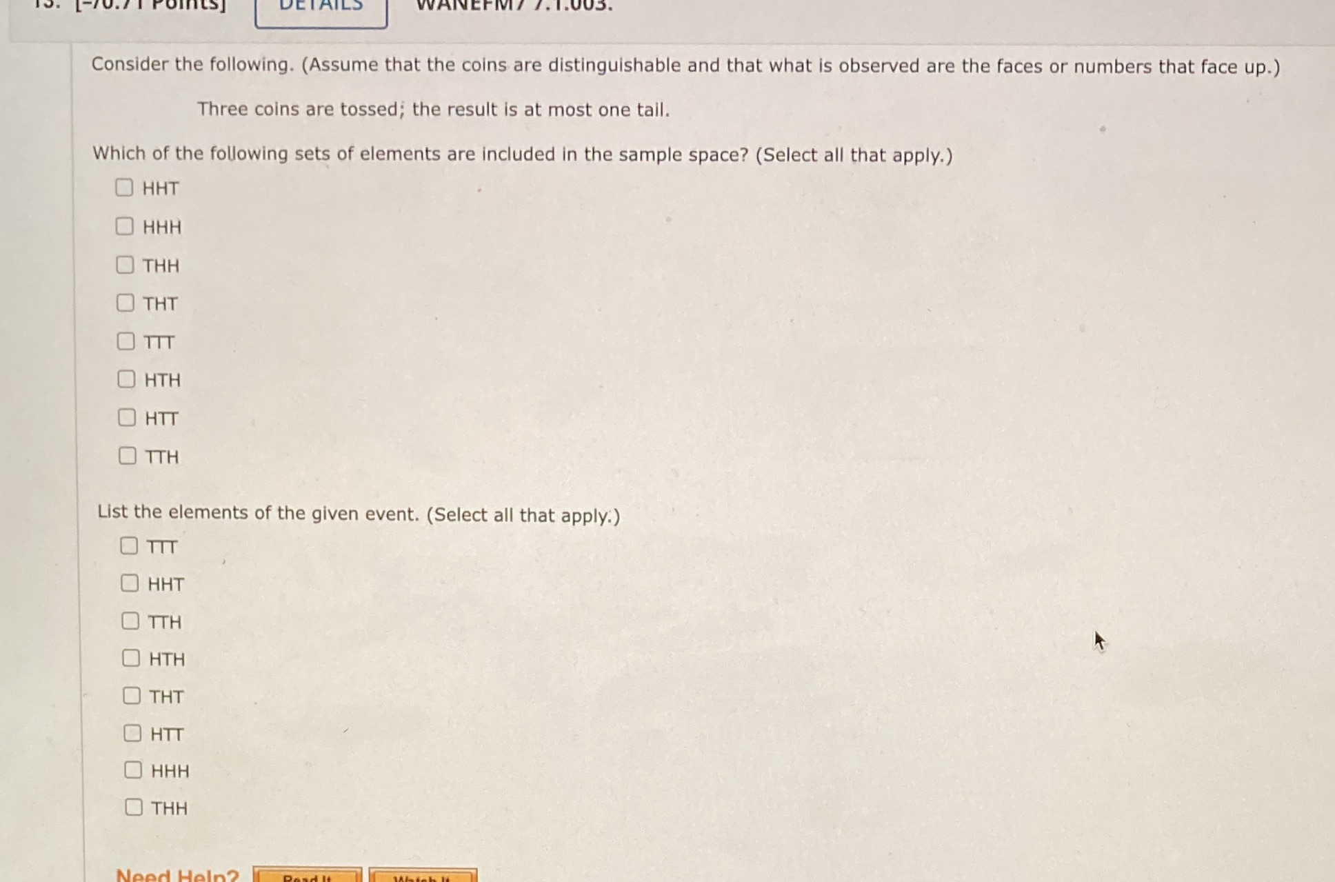 Consider the following. (Assume that the coins