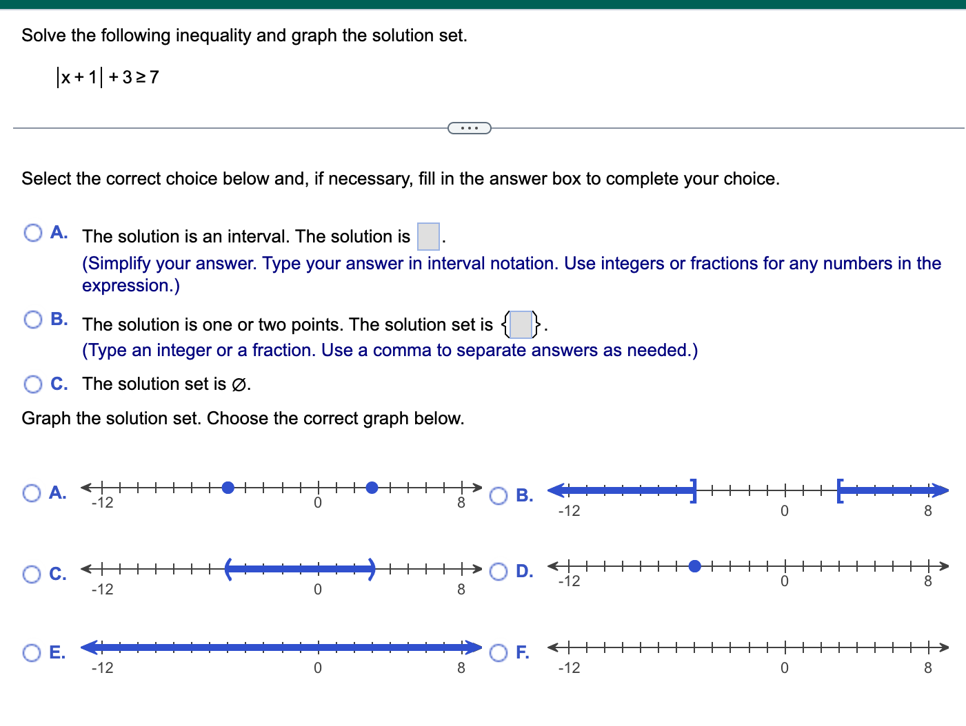 MUST SHOW CALCULATIONS : Solve the absolute value