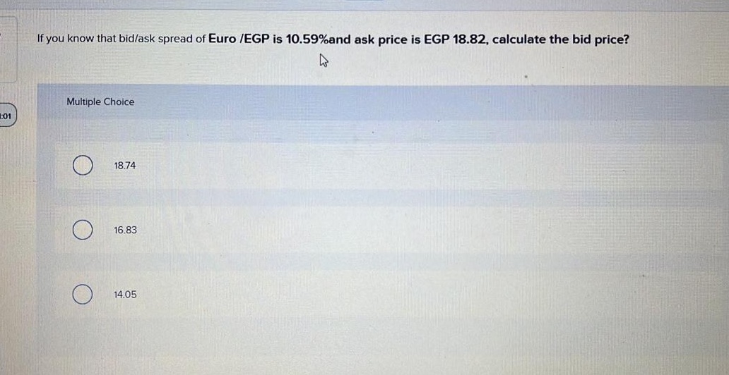 Finance If you know that bid/ask spread of Euro