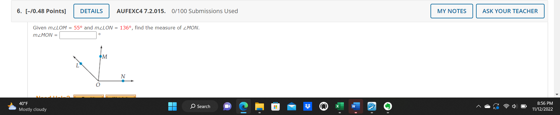 6. [-/0.48 Points] DETAILS AUFEXC4 7.2.015. 0/100