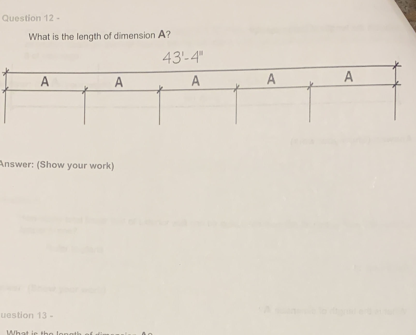 Question 12 - What is the length of dimension A?