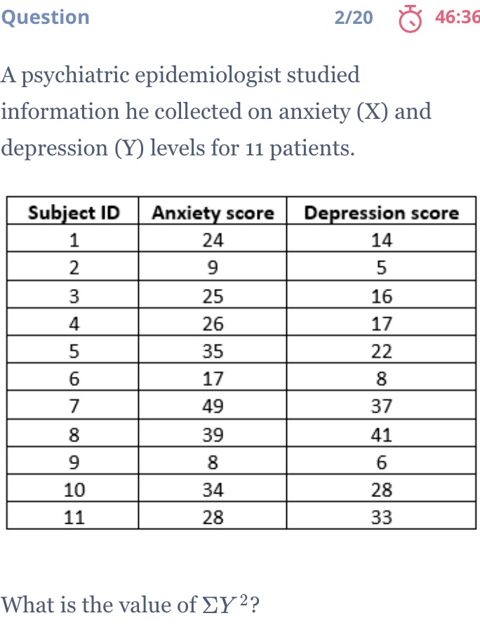 please answer this Question 2/20 46:36 A
