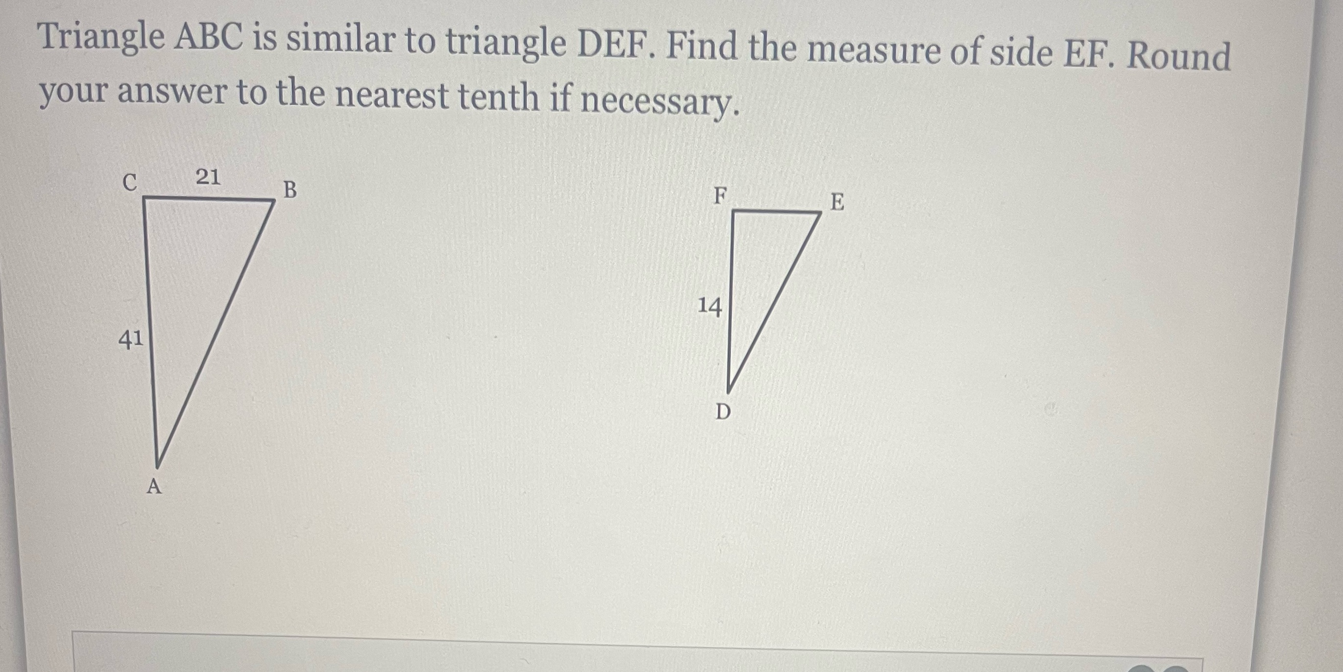 Show work for it please Triangle ABC is similar
