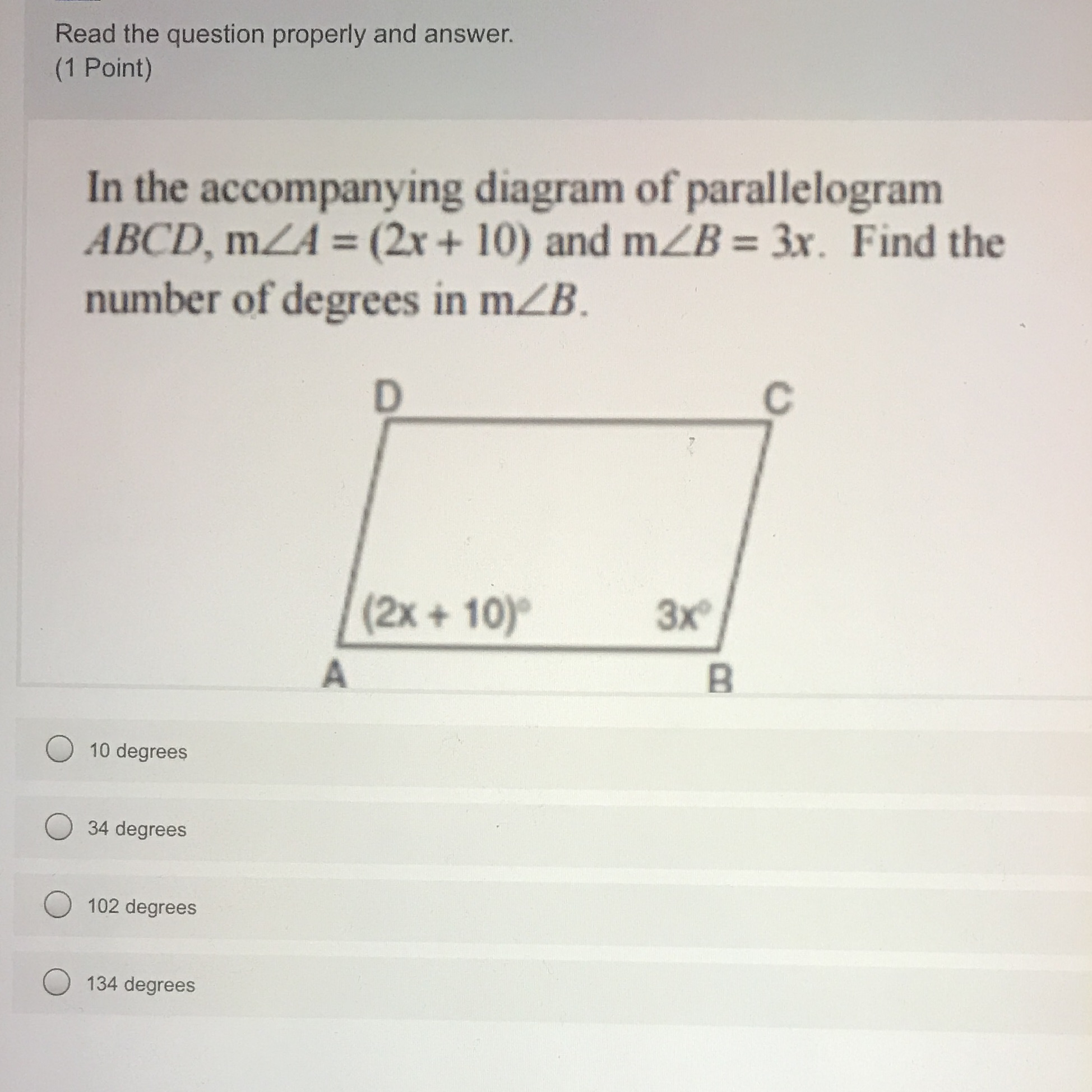 Find the number of degrees in m Read the question