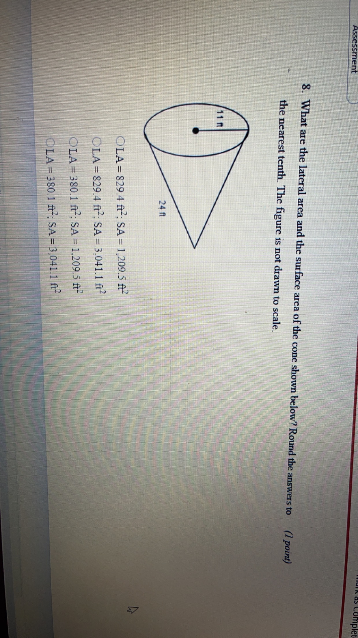 omplet Assessment 8. What are the lateral area