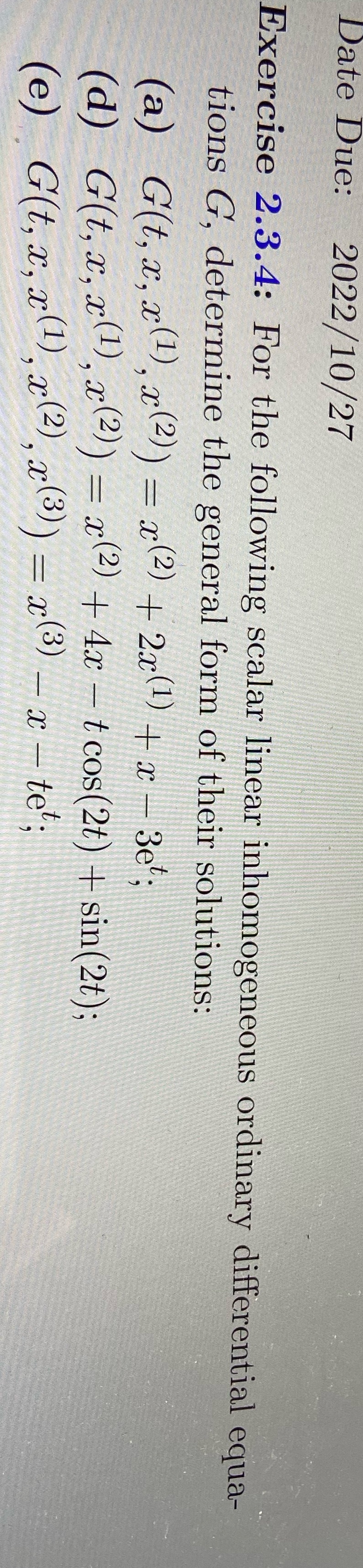 Date Due: 2022/10/27 Exercise 2.3.4: For the