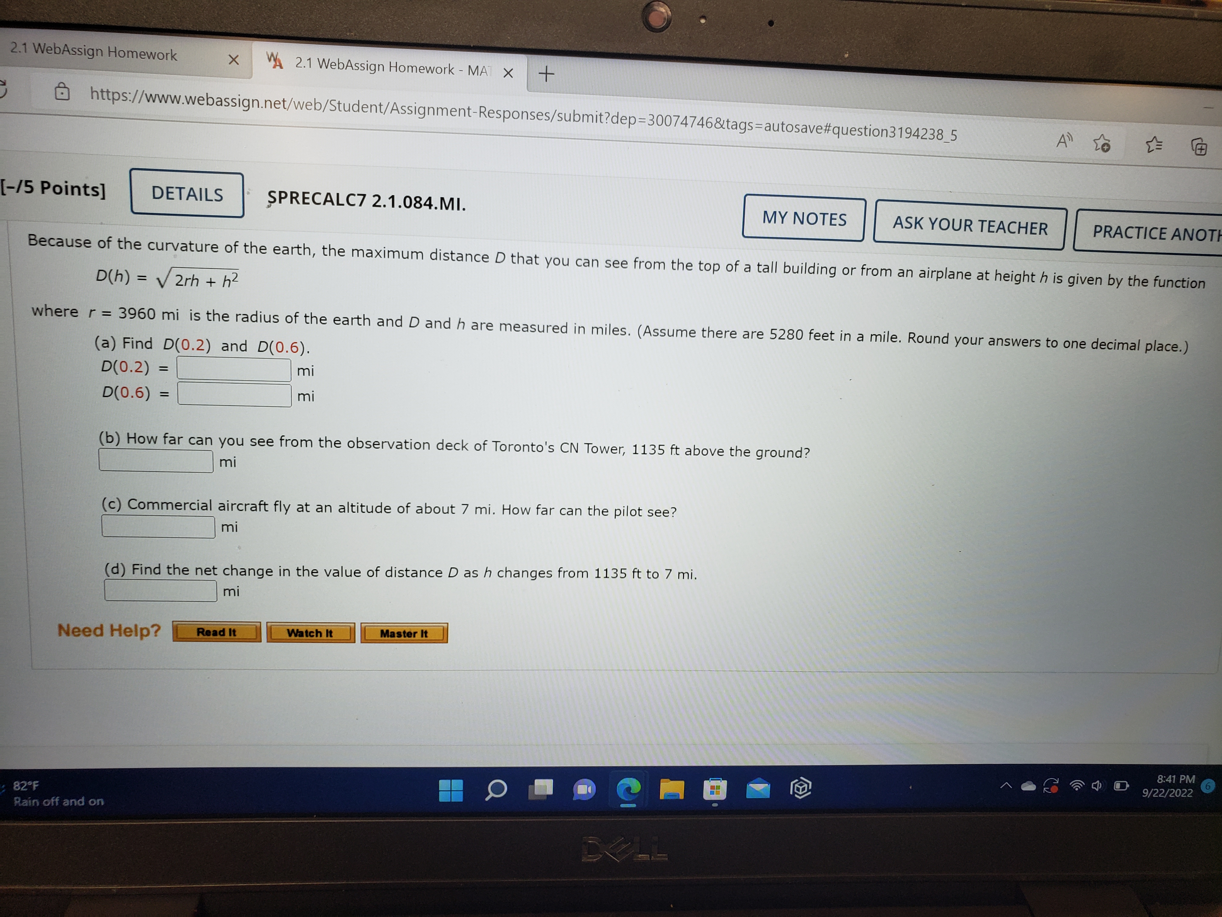 2.1 WebAssign Homework X VA 2.1 WebAssign