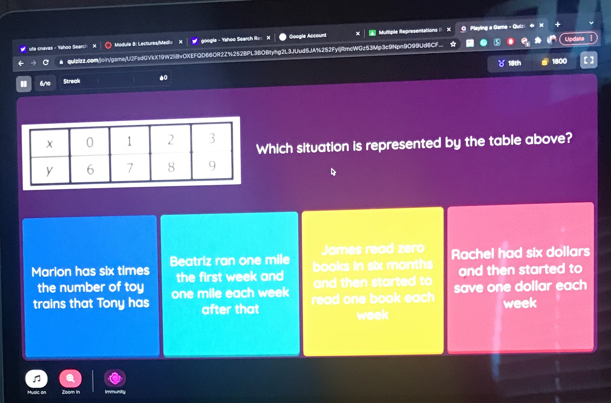 Multiple Representations R X Q Playing a Game -