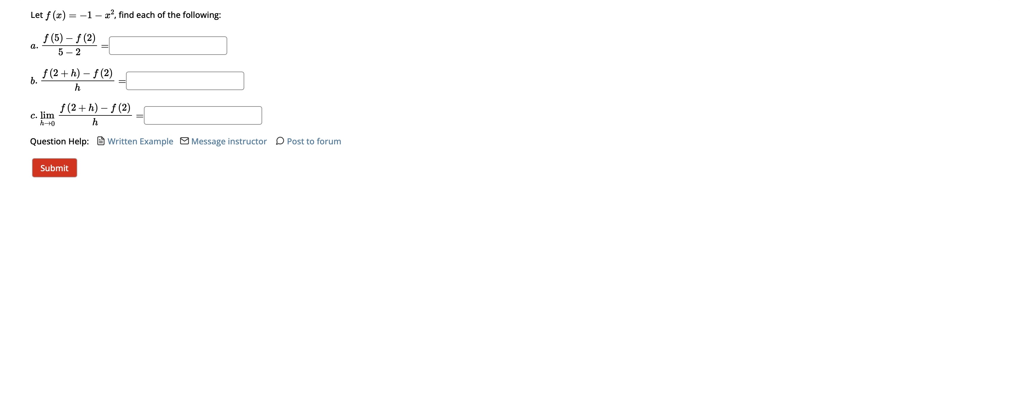 Let f (a) = -1 - x2, find each of the following: