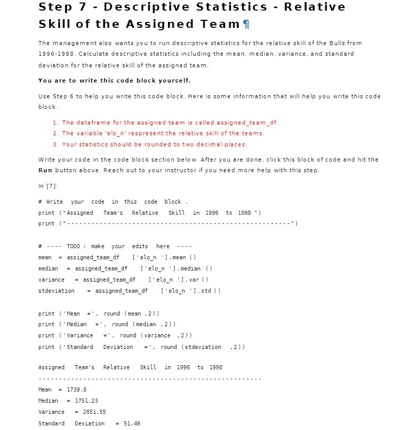 Step 7 - Descriptive Statistics - Relative Skill