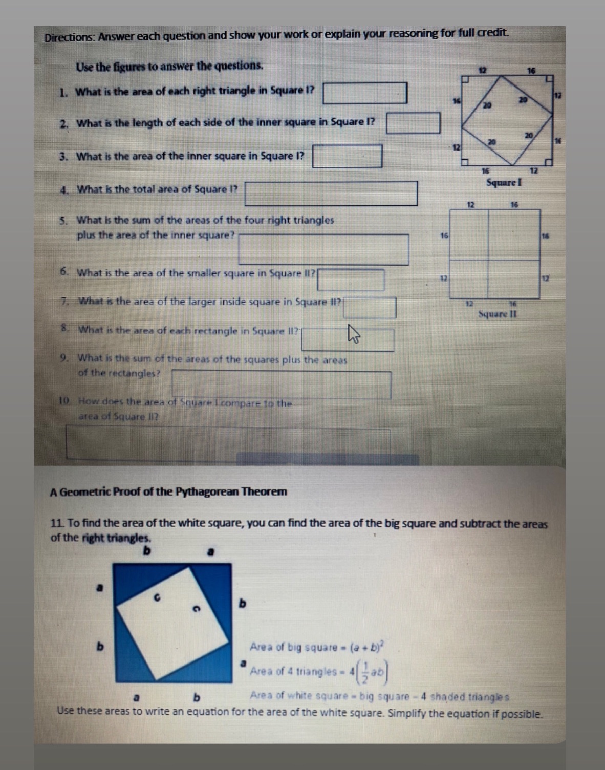 Directions: Answer each question and show your