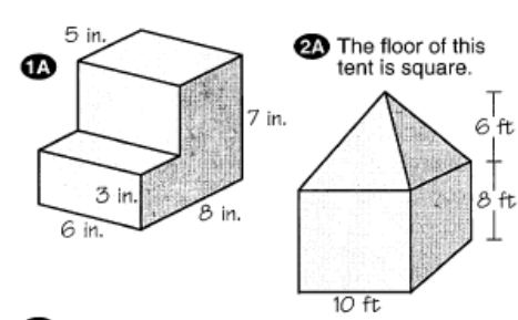Find the volume: 5 in. 2A The floor of this 1A