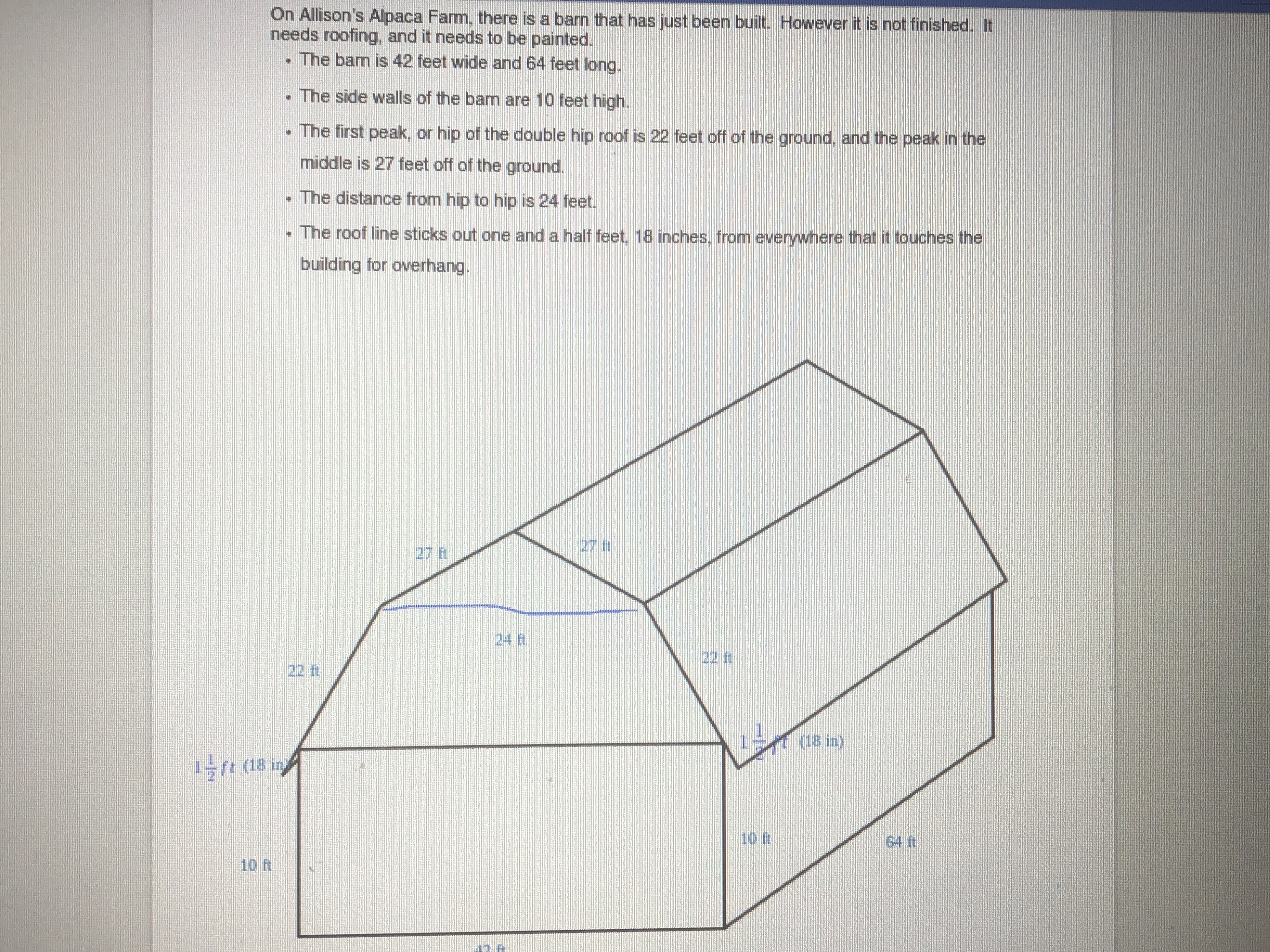 The first image with the barn is the measurements