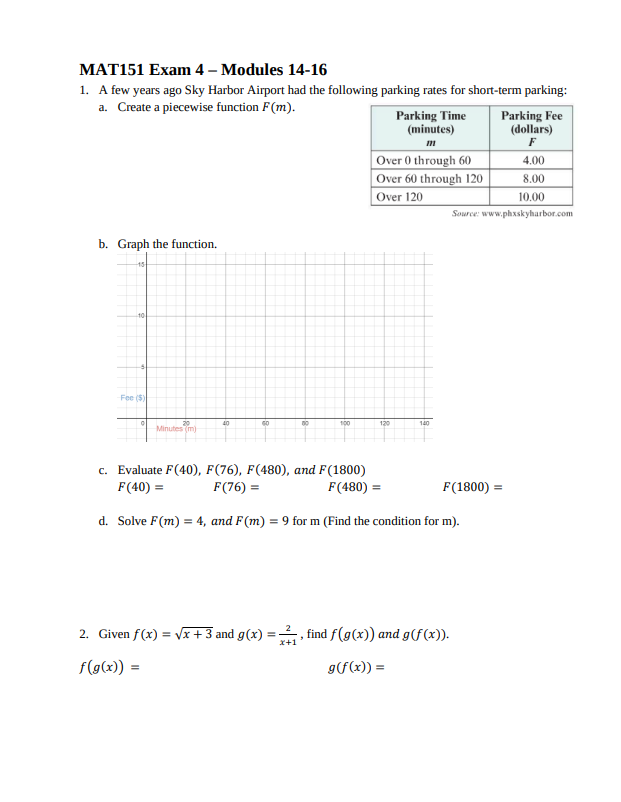 MAT151 Exam 4 - Modules 14-16 1. A few years ago