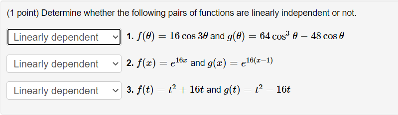 (1 point} Solve the following equations for z,