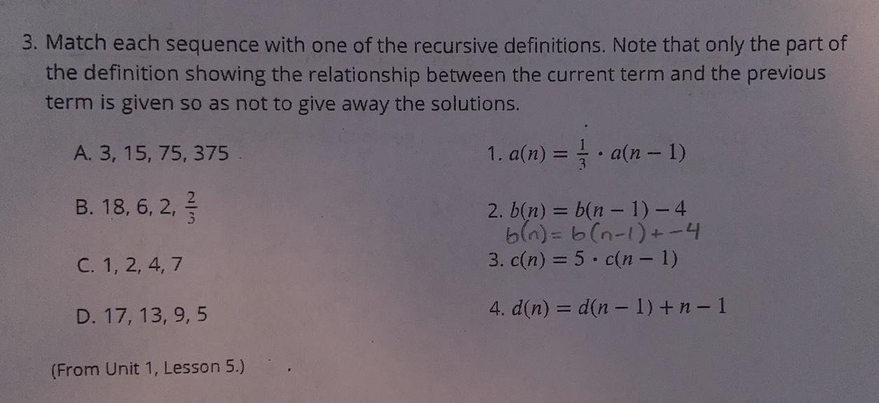 Please show work, Thank you ! Unit 1 Lesson 7