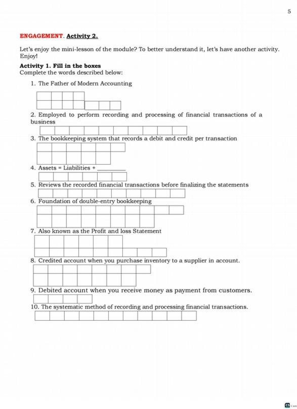 5 ENGAGEMENT. Activity 2. Let's enjoy the