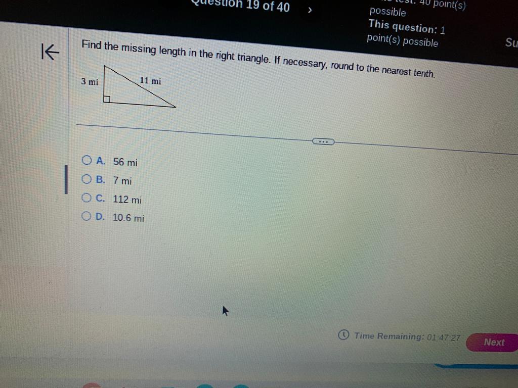 Kacirci 12 This test: 40 point(s) (tb) < Question