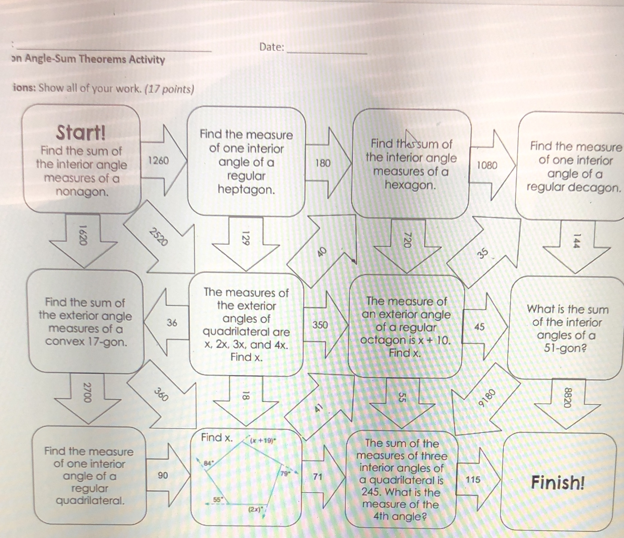 solve from start to finish show all work . Date:
