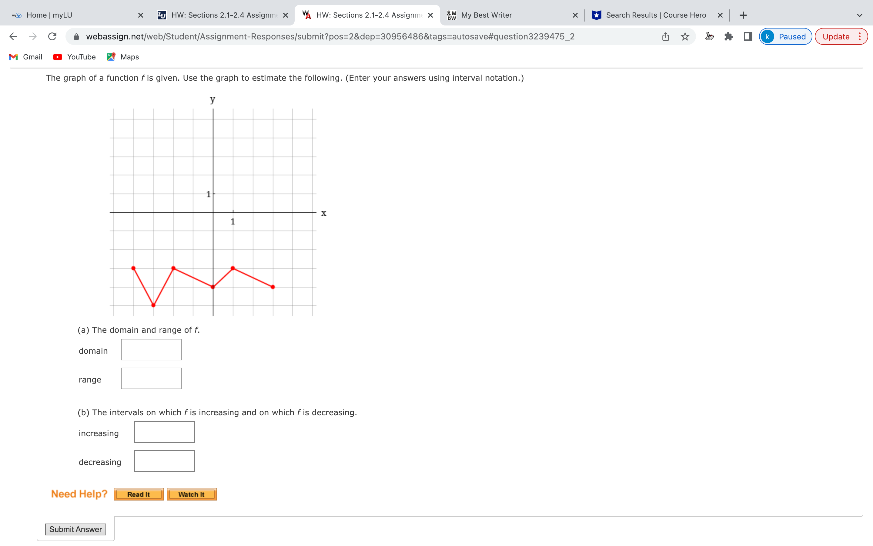 my Home | myLU X Lu HW: Sections 2.1-2.4 Assignm(