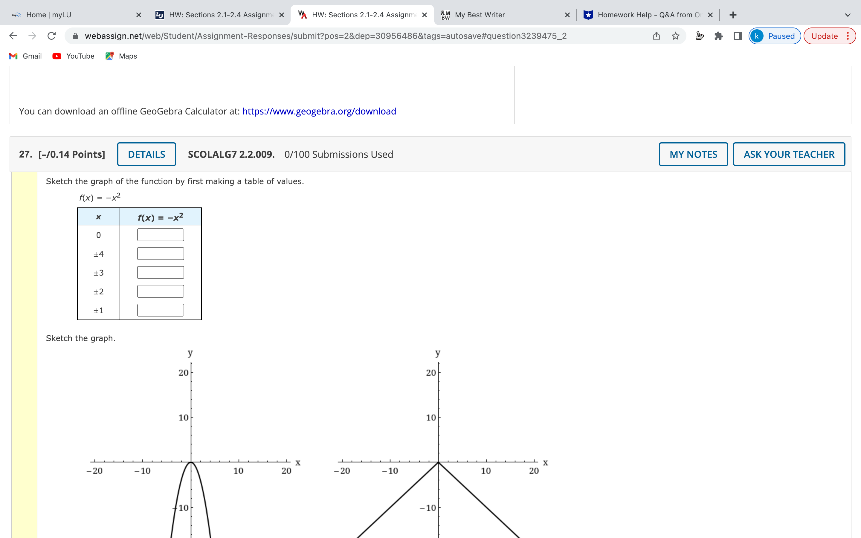 my Home | myLU X Lu HW: Sections 2.1-2.4 Assignm(