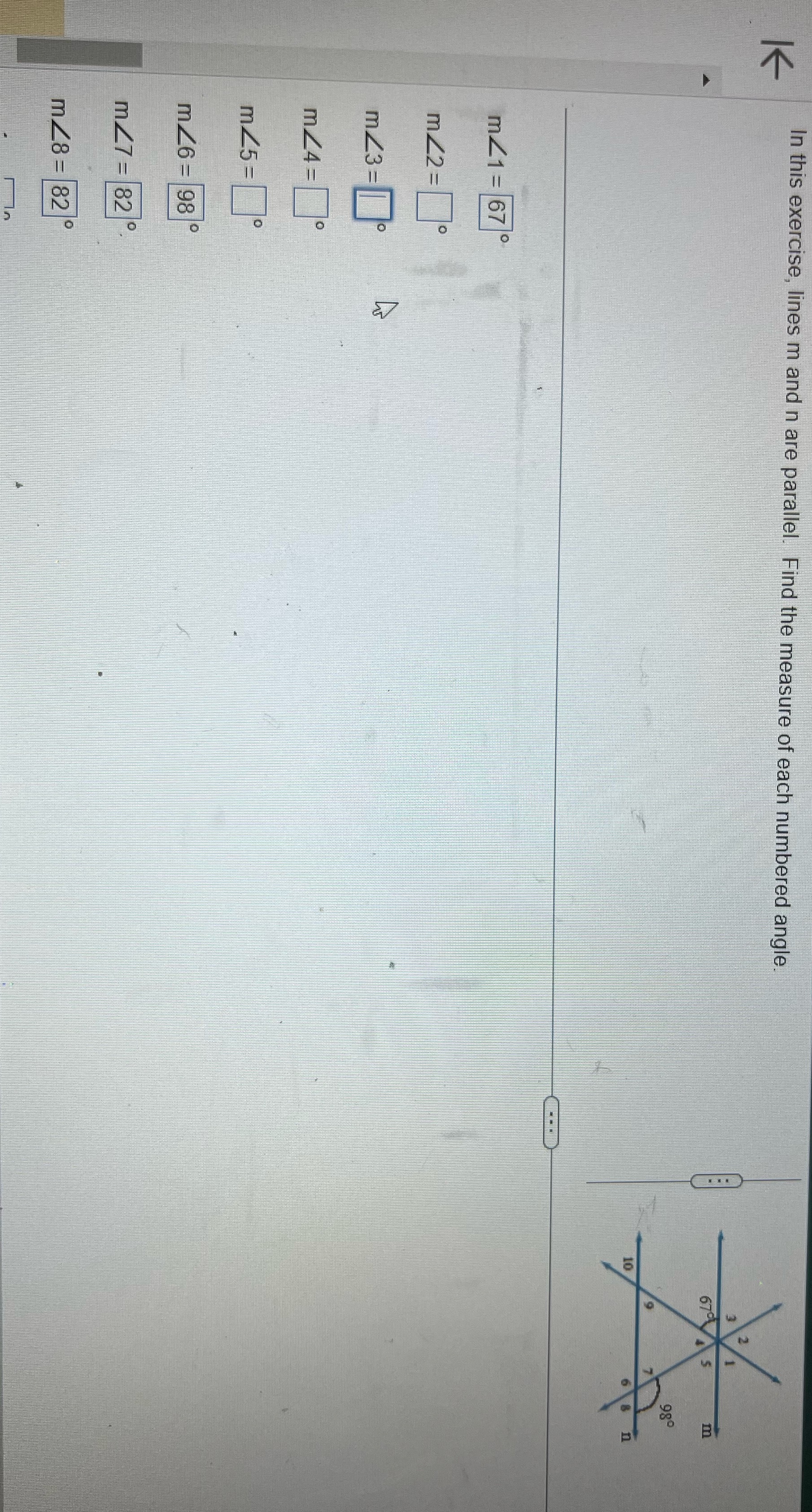 In this exercise, lines m and n are parallel.