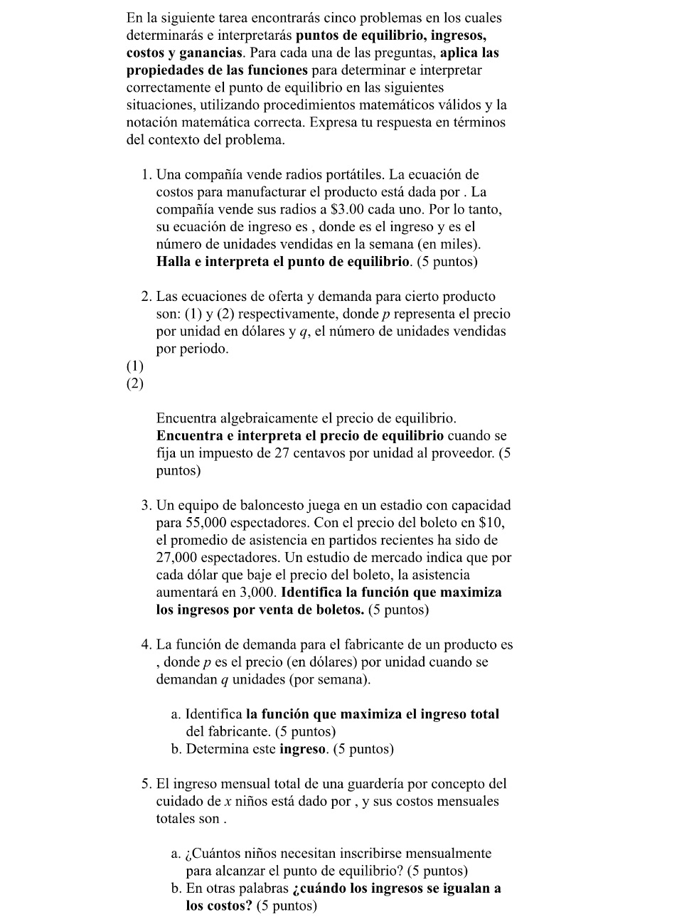 En la siguiente tarea encontraras cinco problemas