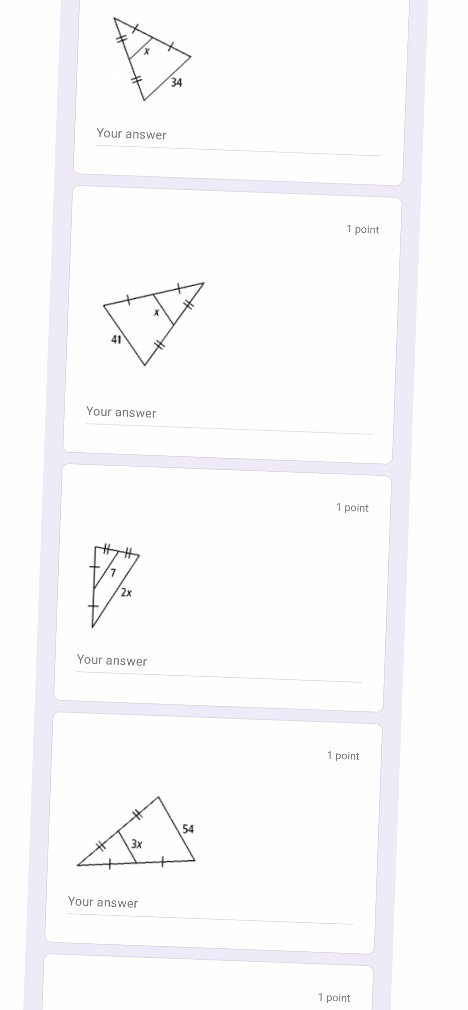 Solve the value for x 34 Your answer 1 point Your
