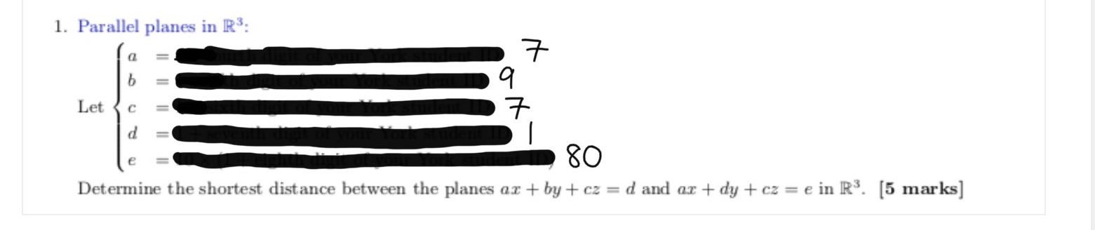 1. Parallel planes in IR3: b Let C 7 d 80