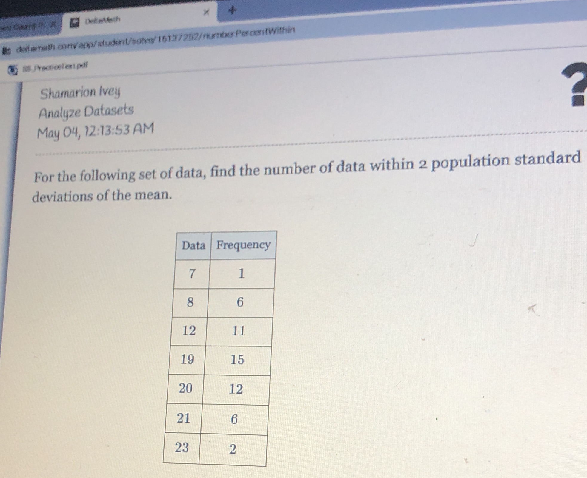 Practice Text poll Shamarion Ivey Analyze