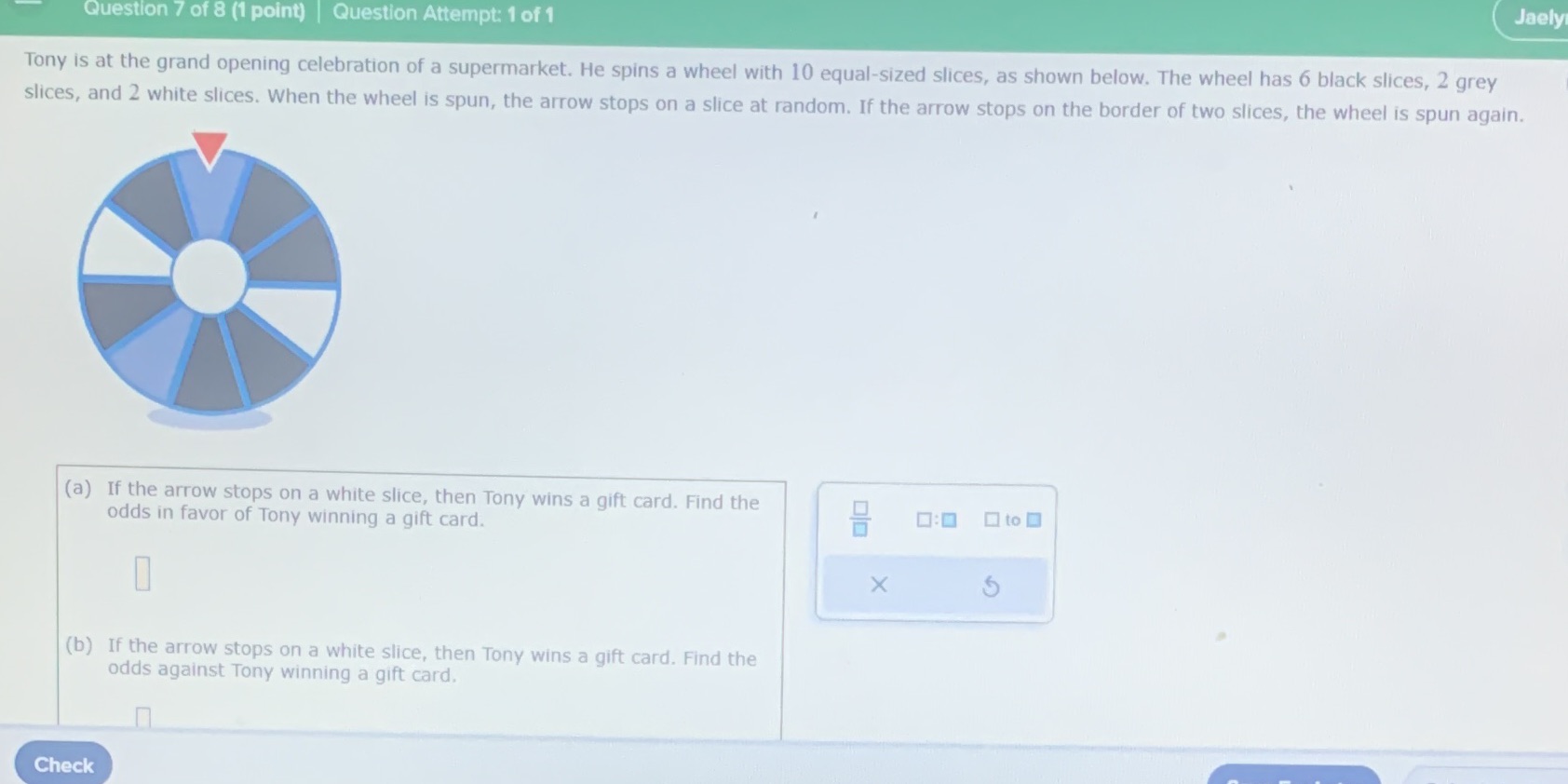 Jaely Question 7 of 8 (1 point) | Question