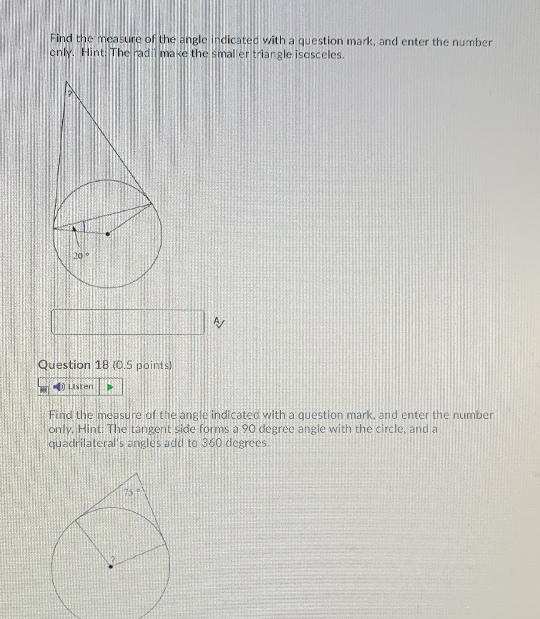 Find the measure of the angle indicated with a