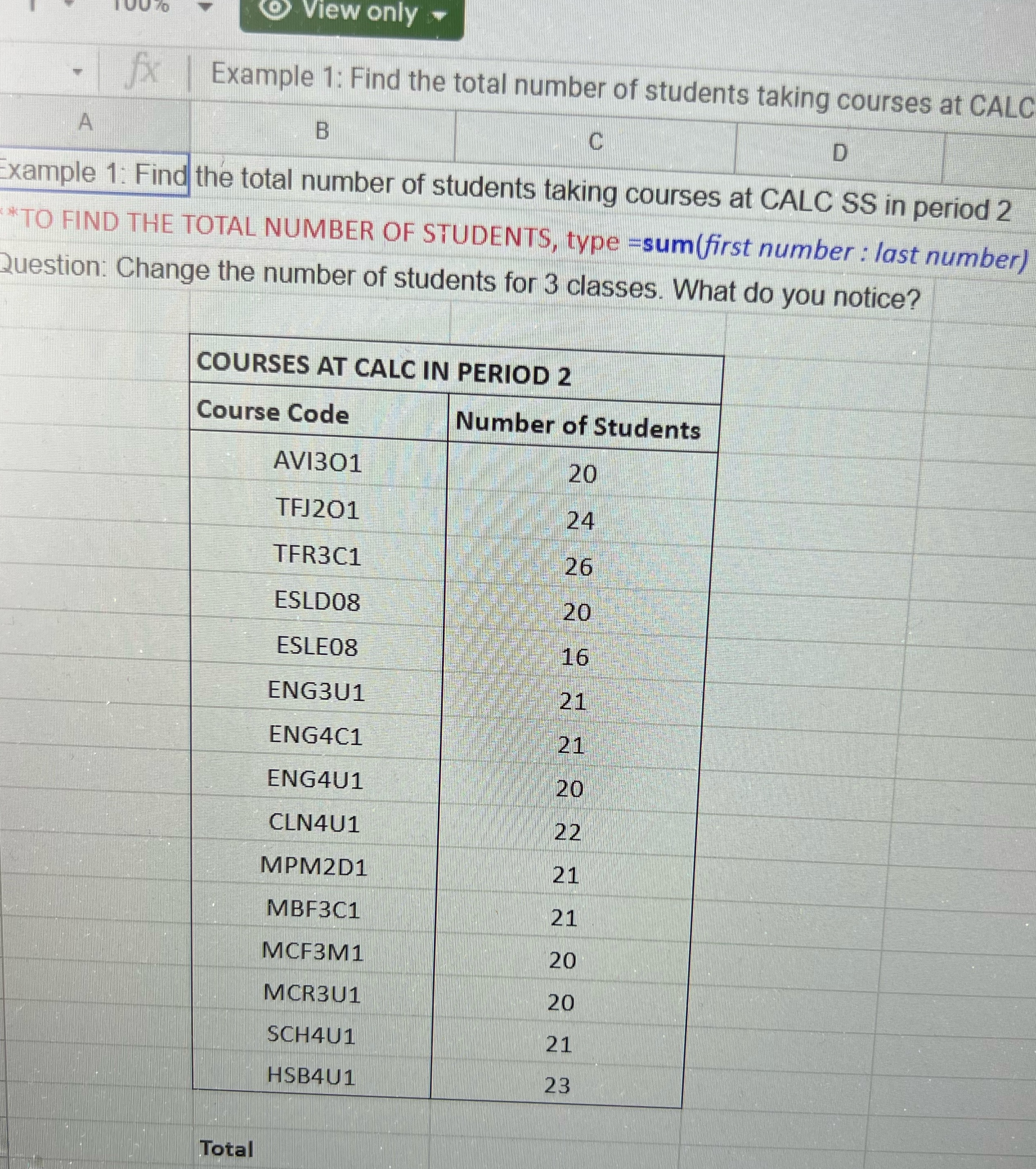 View only - Example 1: Find the total number of