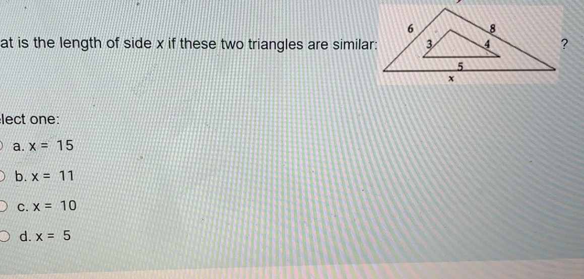 6 Foo at is the length of side x if these two