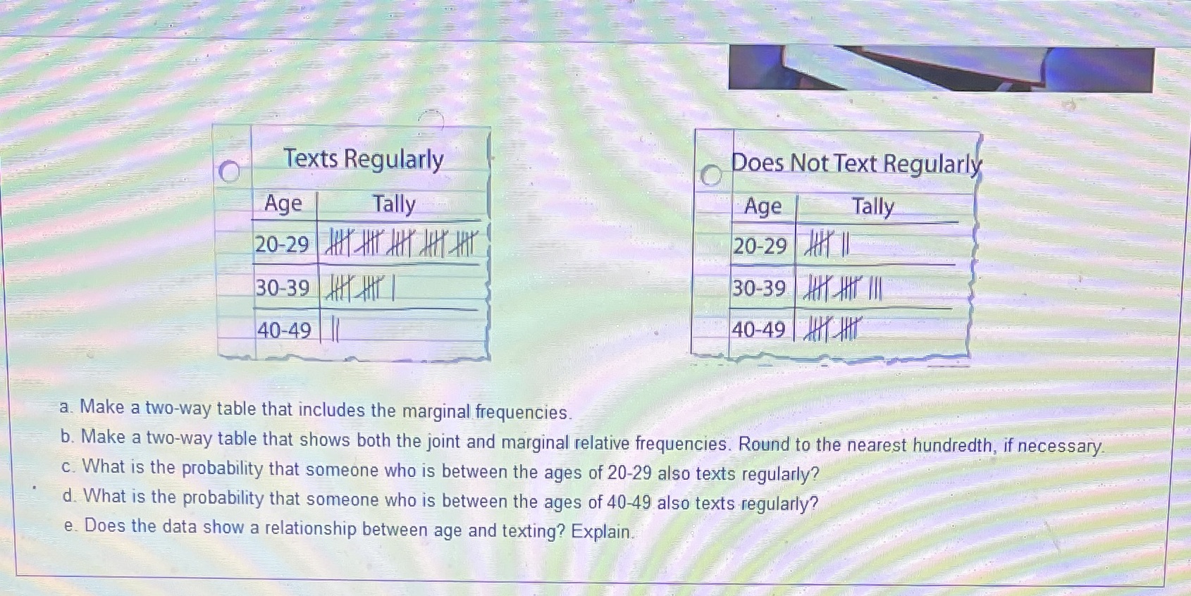Texts Regularly O Does Not Text Regularly Age