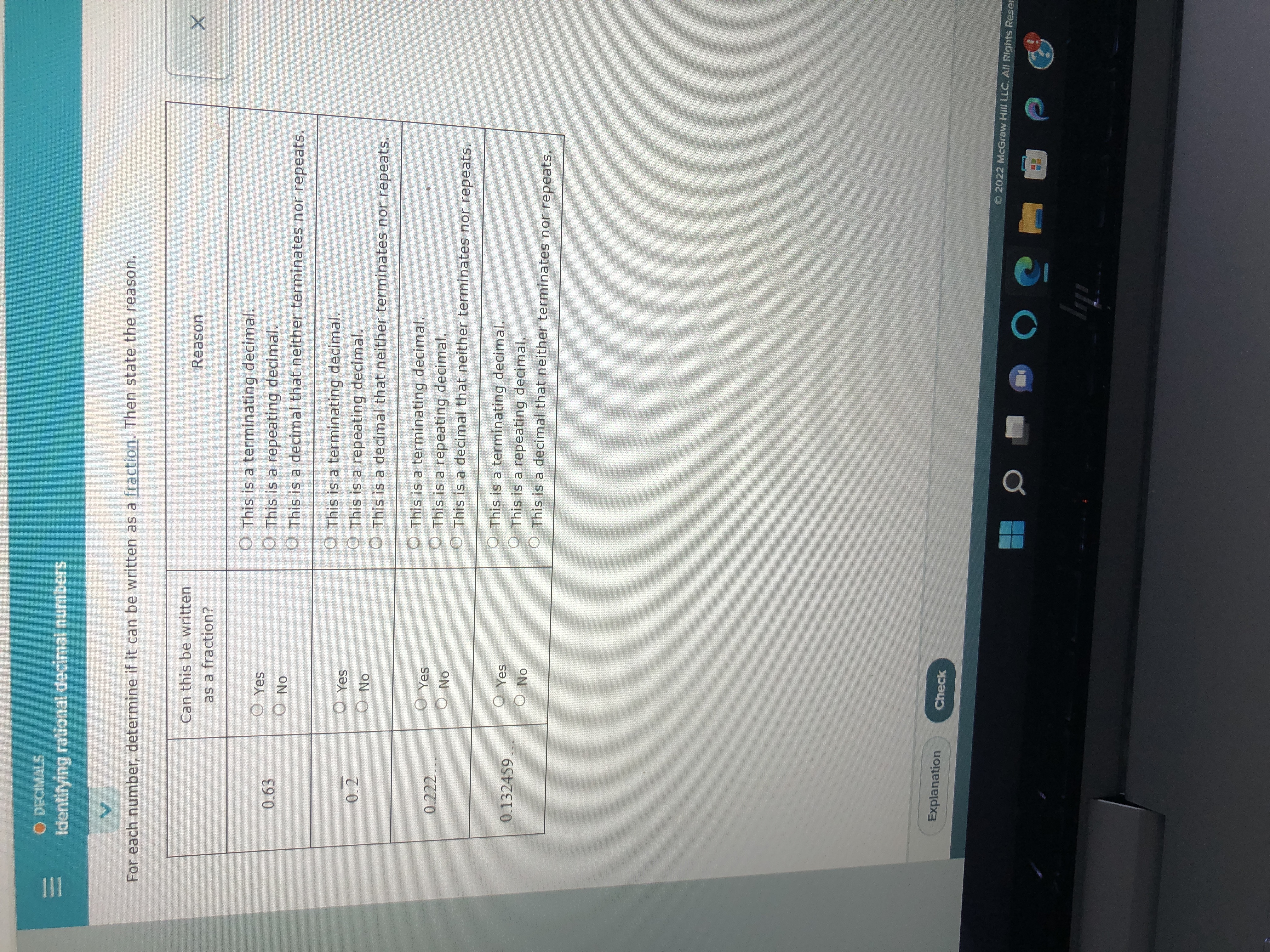 DECIMALS Identifying rational decimal numbers For