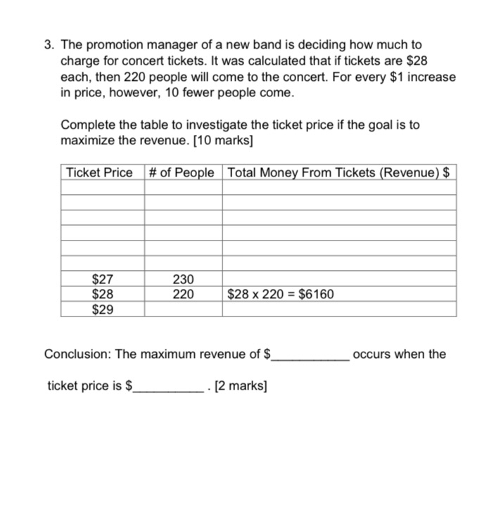 3. The promotion manager of a new band is