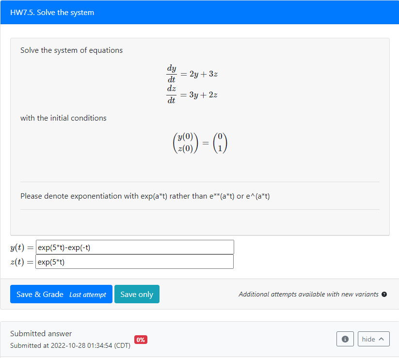 HW7.5. Solve the system Solve the system of