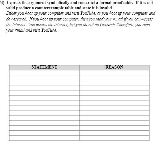 4) Express the argument symbolically and