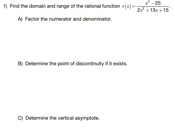 3825 1] Find the domain and range of the rational