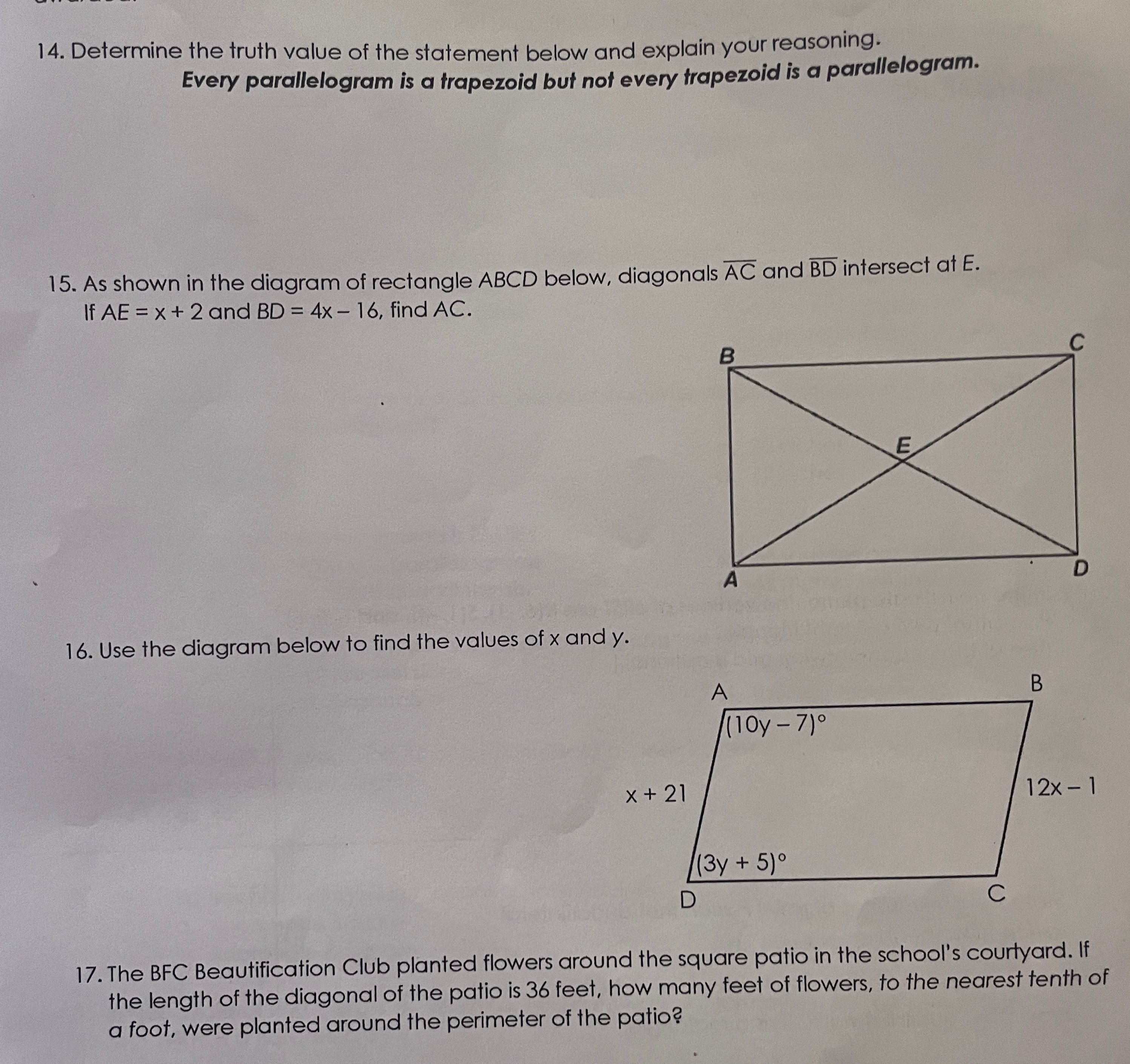 14. Determine the truth value of the statement