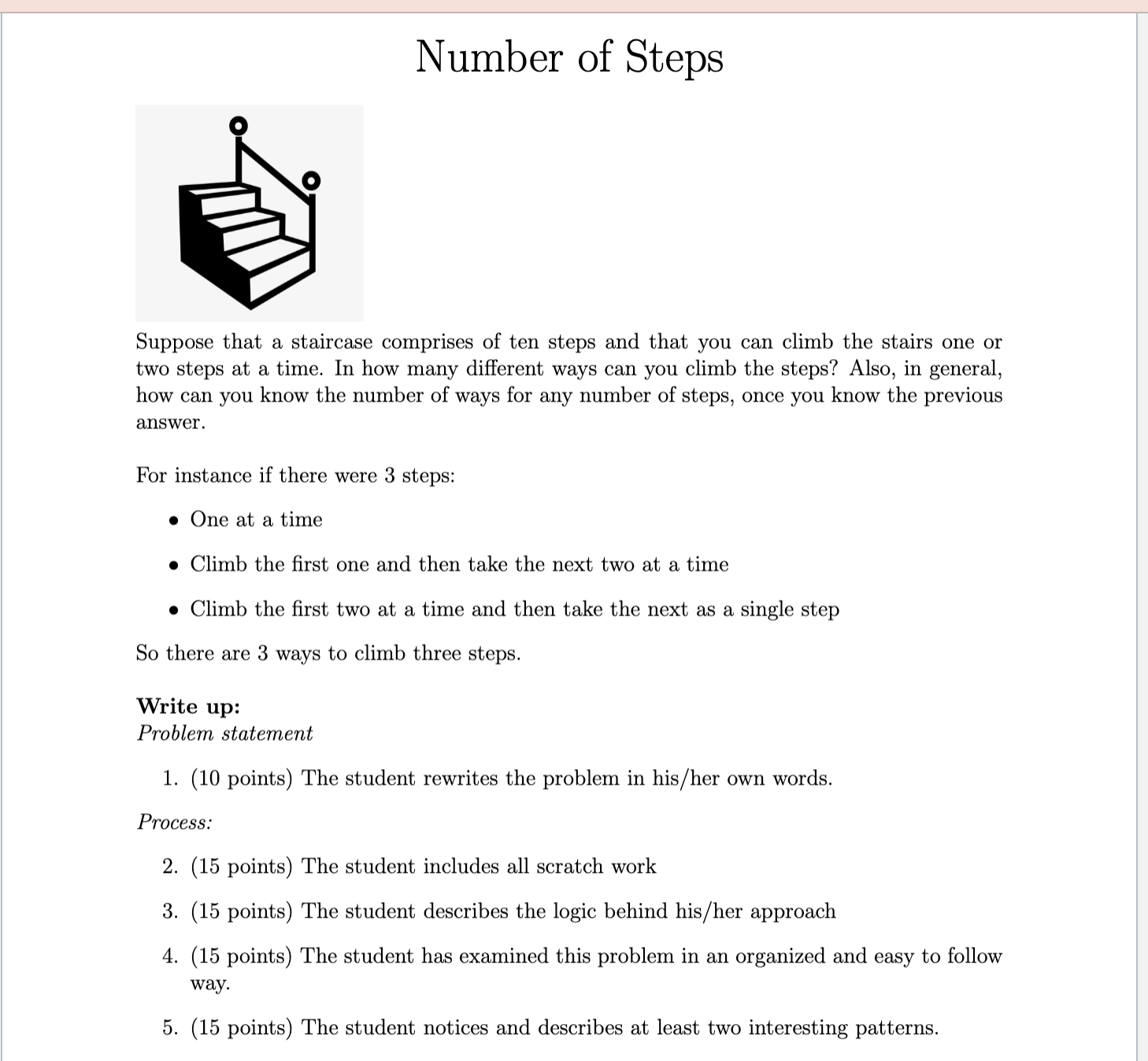 Number of Steps Suppose that a staircase