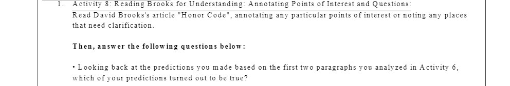 1. Activity 8: Reading Brooks for Understanding: