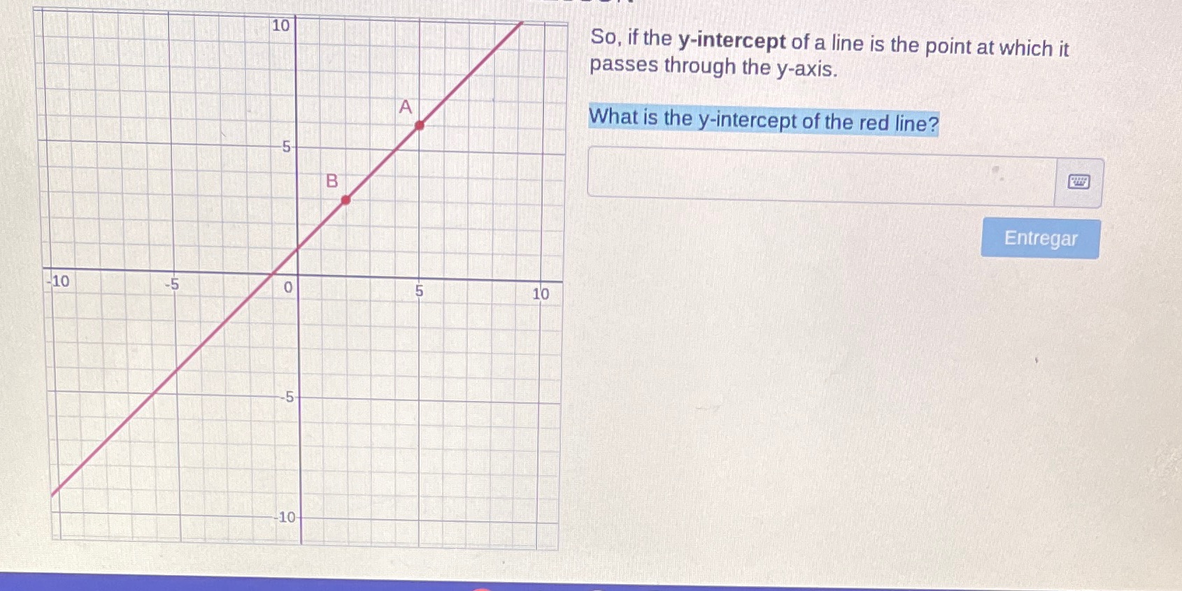 10 So, if the y-intercept of a line is the point
