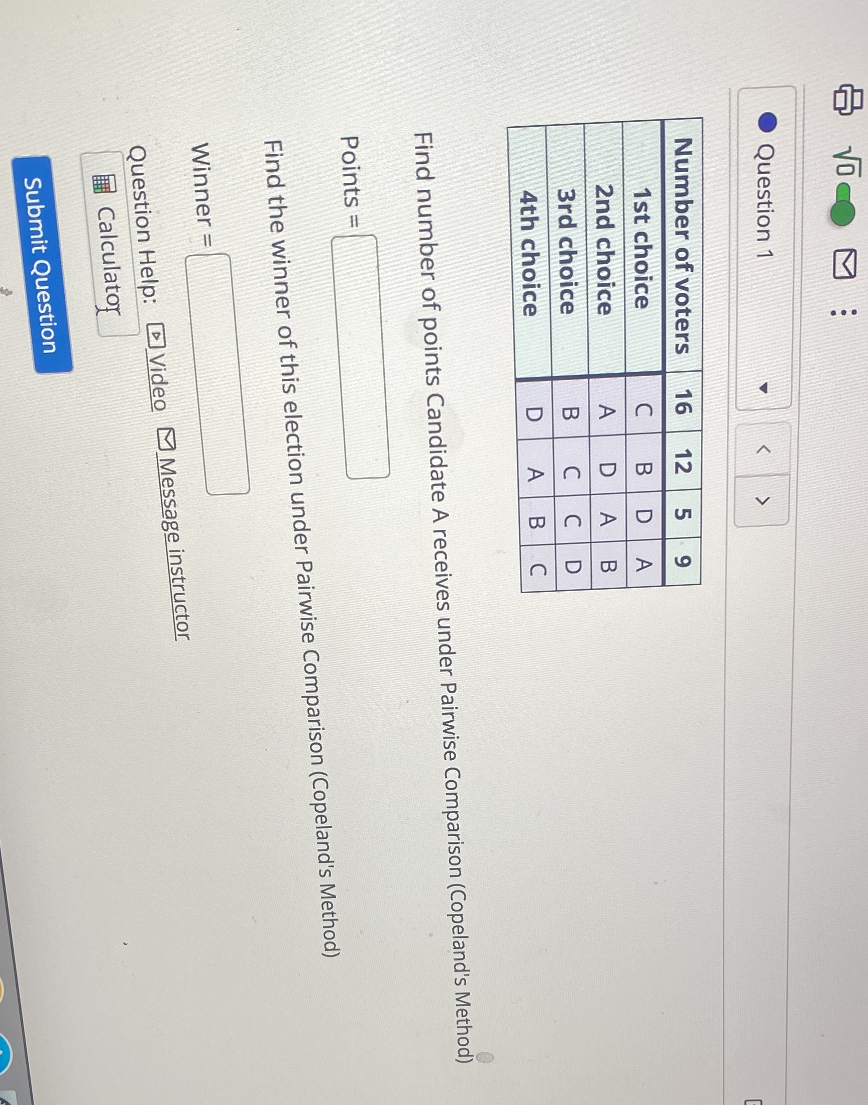 D . . . Question 1 Number of voters N LO 1st