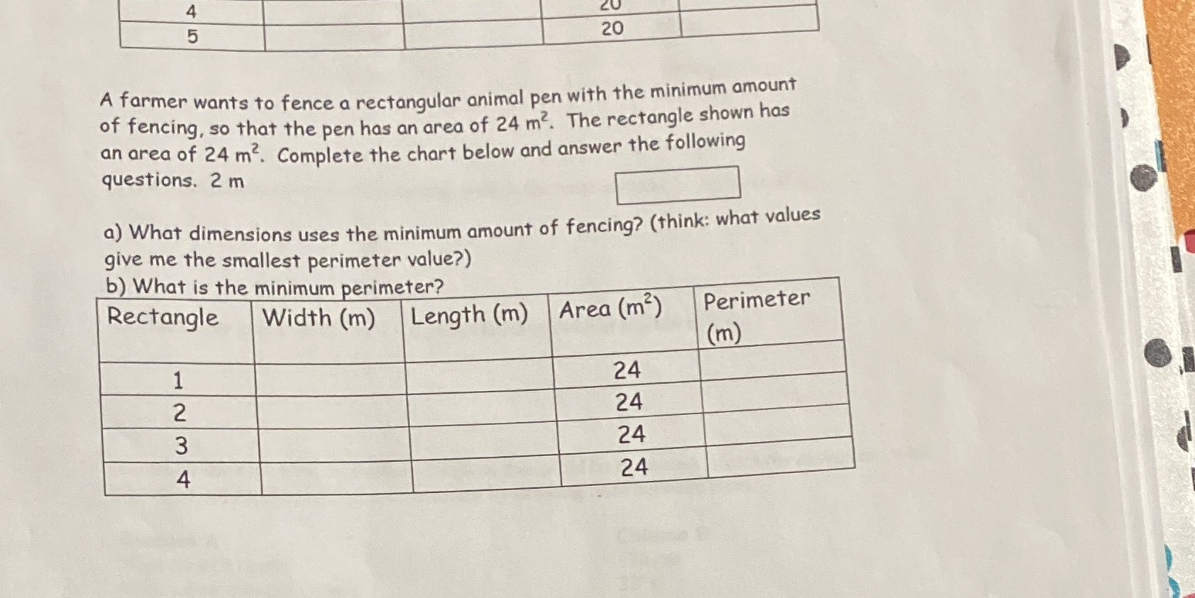 5 20 A farmer wants to fence a rectangular animal