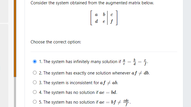 Consider the system obtained from the augmented