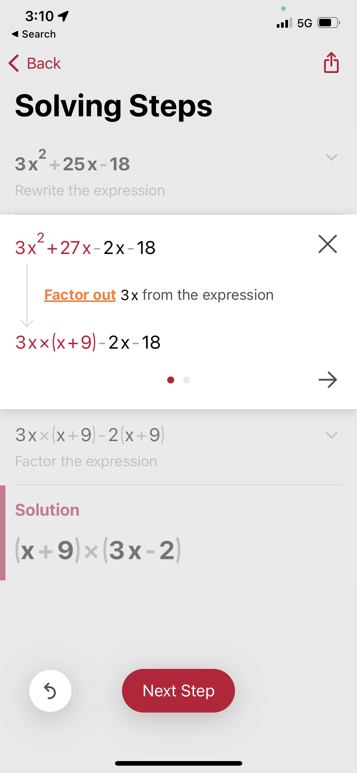 3:10 4 .II 5G {E} 4 Search < Back [:1 Solving