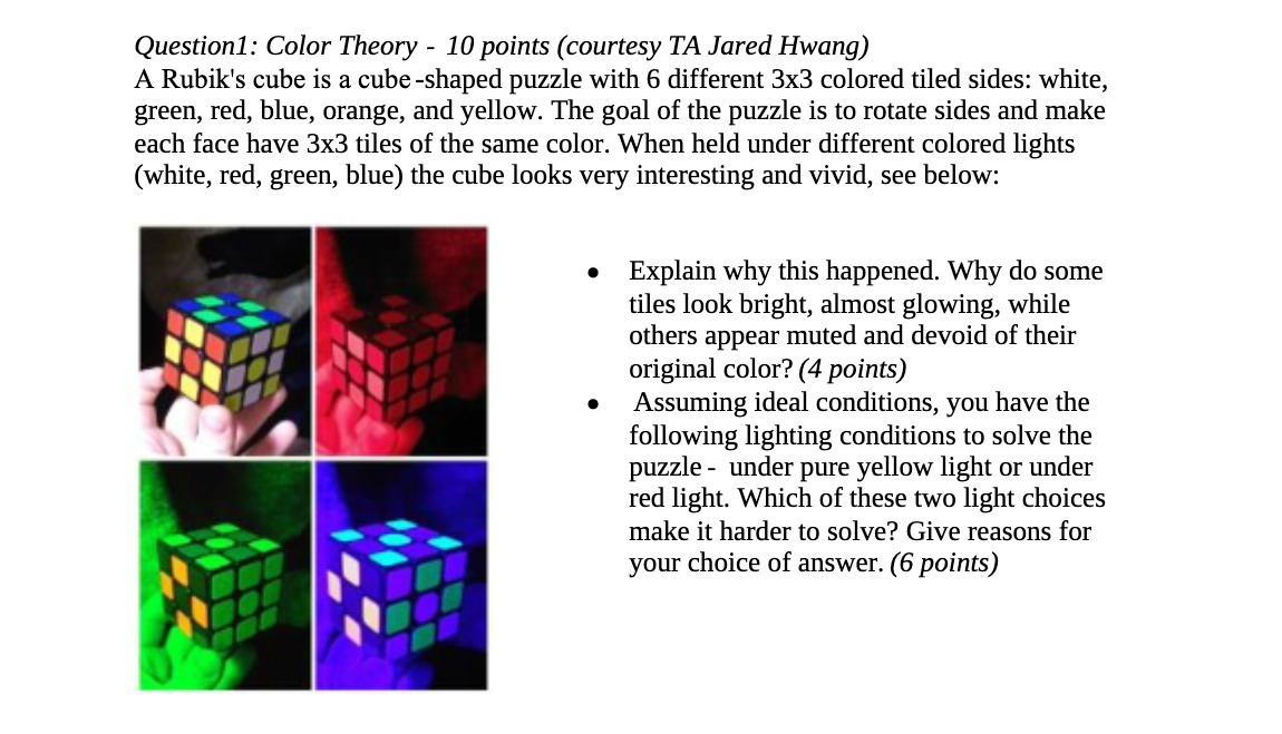 Questionl: Color Theory 10 points (courtesy TA