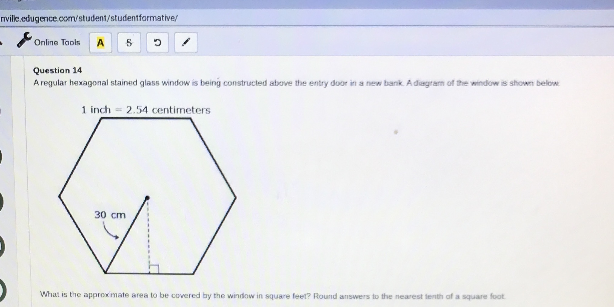 A regular hexagonal Stainglass window is being